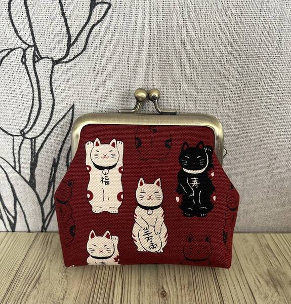 手のひらサイズ / がま口 ポーチ / 財布 / 小物入れ / ハンドメイド☆ 招き猫・9