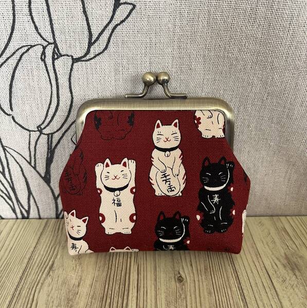 手のひらサイズ / がま口 ポーチ / 財布 / 小物入れ / ハンドメイド☆ 招き猫・7