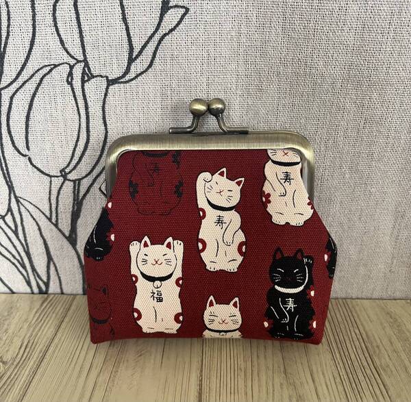 手のひらサイズ / がま口 ポーチ / 財布 / 小物入れ / ハンドメイド☆ 招き猫・10