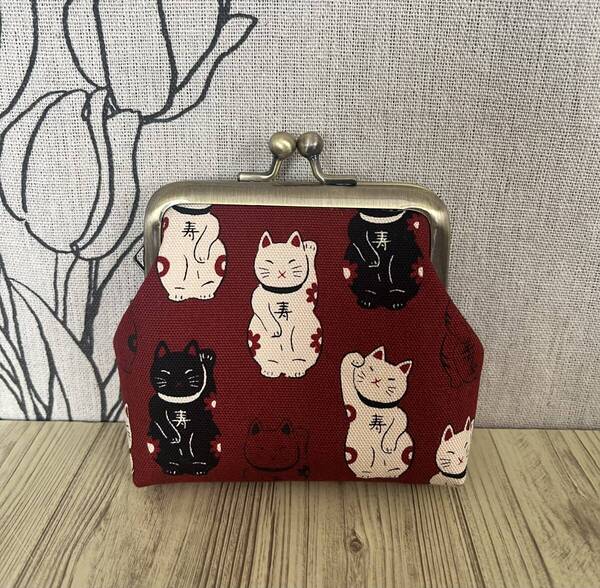 手のひらサイズ / がま口 ポーチ / 財布 / 小物入れ / ハンドメイド☆ 招き猫・8