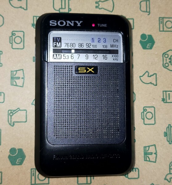 ICF-SX33 SONY 受信確認済 保護カバー付 完動品 ワイドFM AM FM ポケットラジオ 通勤 防災 競馬 野球 登山 名刺サイズ ソニー 174727