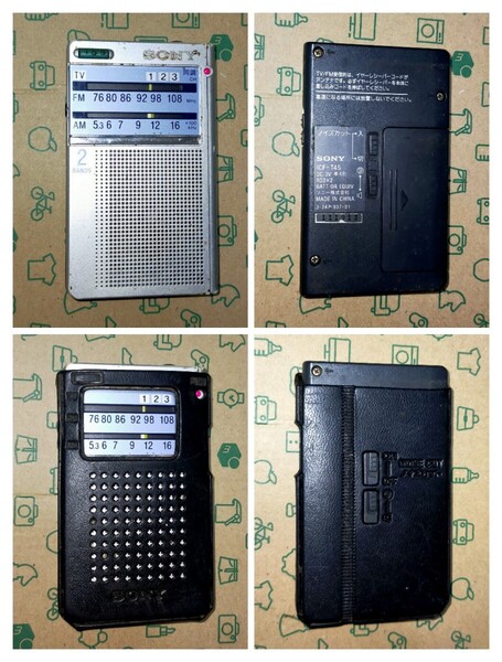 ICF-T45 SONY 受信確認済 保護カバー付 完動品 ワイドFM AM FM ポケットラジオ 通勤 防災 競馬 野球 登山 名刺サイズ ソニー 111913