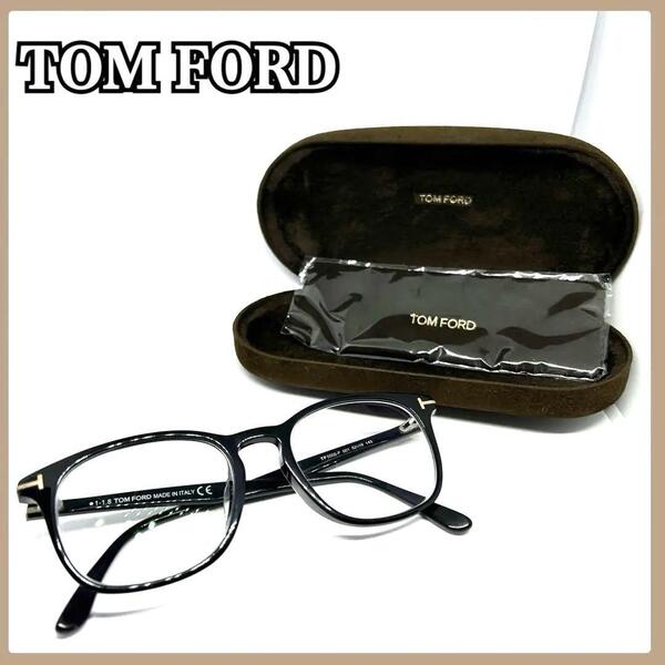 【付属品あり】トムフォード サングラス 度入り メガネ 黒 ブラック Tロゴ TOM FORD (250502-nn-14)