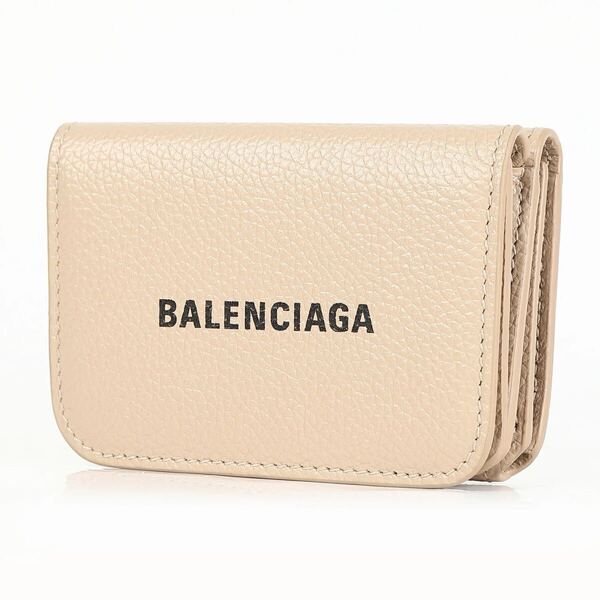 バレンシアガ 三つ折り財布 ベージュ 593813 1IZI3 2761 BALENCIAGA 財布 レザー コンパクトウォレット 財布 ロゴ