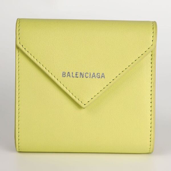 バレンシアガ 三つ折り財布 イエロー 637450-DLQ0N-7302 財布 レザー ウォレット BALENCIAGA 三つ折り コンパクト 札入れ 小銭入れ