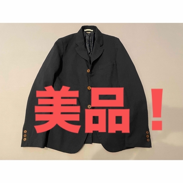 美品 定番 コムデギャルソンオムプリュス ポリエステル 縮絨 ジャケット 黒