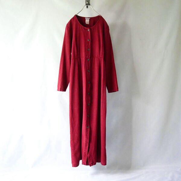 Made in Canada darkred maxi onepiece カナダ製 ダークレッド 前開き マキシワンピース vintage ヴィンテージ 古着