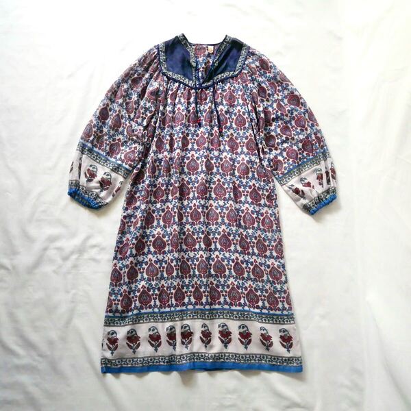 Made in Greece 70s vintage 100%cotton onepiece ギリシャ製 70年代ヴィンテージ コットンワンピース インド綿 古着 ビンテージ