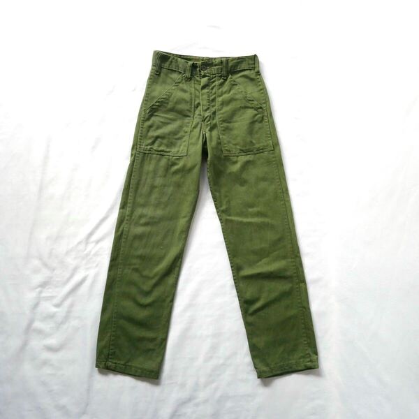 70s vintage 100%cotton olivegreen bakerpant 70年代 ヴィンテージ 100%コットン オリーブグリーン ベイカーパンツ 軍パン 民間