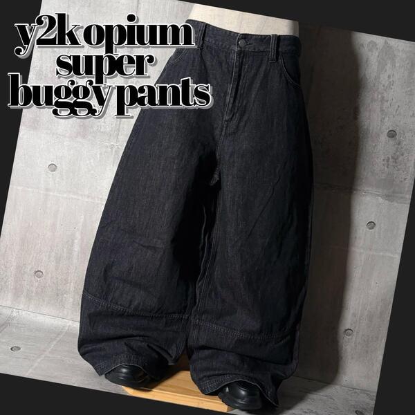 y2k opium 超鬼太 スーパーバギー ブラックデニムパンツ 鬼裾広グランジ