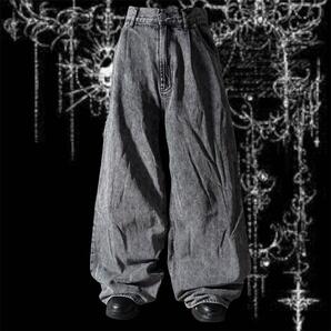 y2k opium ブラックデニム ワイド バギーパンツ 裾広 鬼太 グランジ