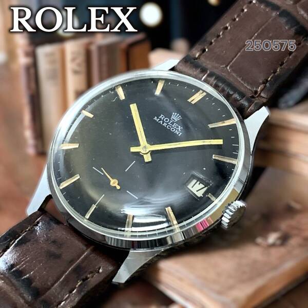 ロレックス マルコーニ/ROLEX MARCONI 36mm 動作良好 アンティーク スモセコ ビンテージ メンズ腕時計 手巻き シルバーブラック