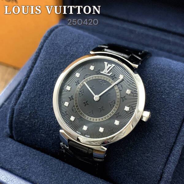 箱&保証書付!ルイヴィトン/LOUIS VUITTON タンブールスリム QA144Z 11Pダイヤ レディース腕時計 メンズ モノグラム MM 新品仕上げ