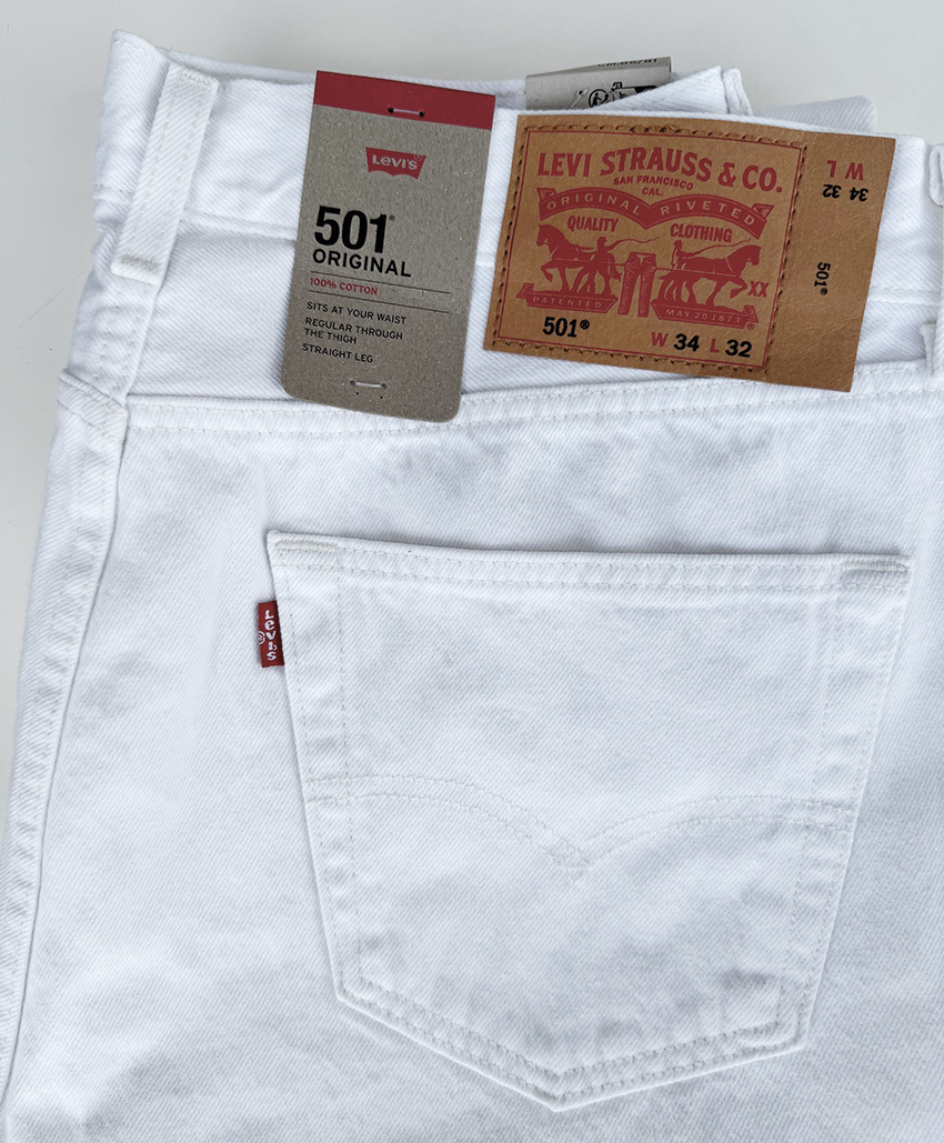 未使用!!【Levi’s】501 ホワイト メキシコ製 白 W34 L32 LEVI'Sリーバイス501パンツ32×30ヴィンテージホワイトデニム