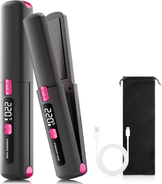 コードレスヘアアイロン ミニストレートヘアアイロン 20分自動電源OFF usb充電式 コードレス 2way ストレート ロック機能