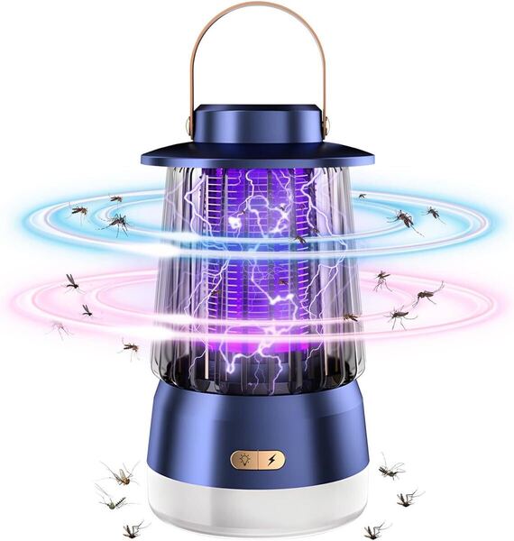 電撃殺虫器 電気蚊取り器 電撃殺虫灯 捕虫器 殺虫灯/炎ムードライト/LED照明3in1 360°強力蚊除け 誘蛾灯 コバエ取り 蚊取り器