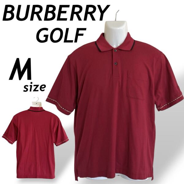 BURBERRY GOLF バーバリー ゴルフ メンズ 半袖ポロシャツ M ゴルフウェア 刺ロゴ BFV11-625 -16 三陽商会 レッド系 (E08)★