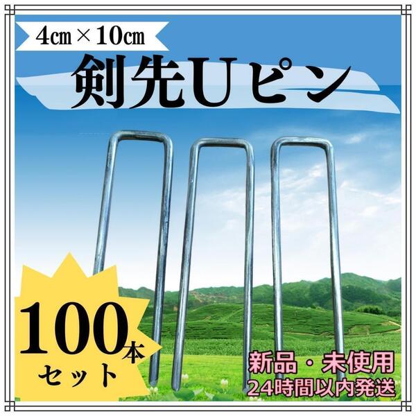 剣先Uピン 100本セット 10㎝ 芝生 固定用 家庭菜園 ネット まとめ売り 人工芝 ピン 人工芝ピン シートピン 園芸シート ガーデニング用品