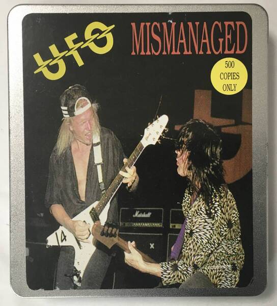 UFO MISMANAGED 2CD 500 COPIES STICKER CAN CASE
