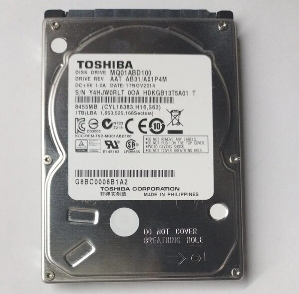 ★送料無料★TOSHIBA 1TB 2.5 SATA HDD 正常品 Y43