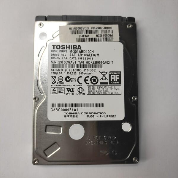 ★送料無料★TOSHIBA 1TB 2.5 SATA HDD 正常品 Y64