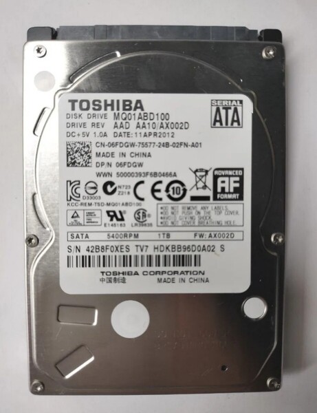 ★送料無料★TOSHIBA 1TB 2.5 SATA HDD 正常品 Y48