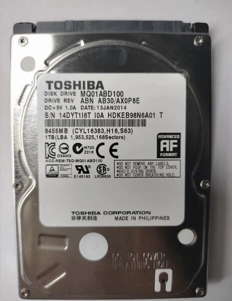 ★送料無料★TOSHIBA 1TB 2.5 SATA HDD 正常品 Y50