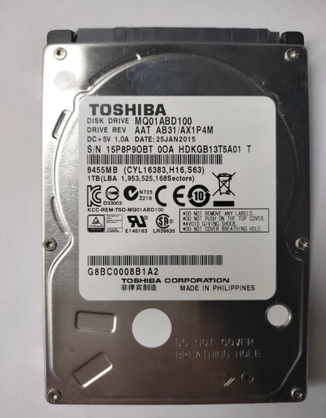 ★送料無料★TOSHIBA 1TB 2.5 SATA HDD 正常品 Y47