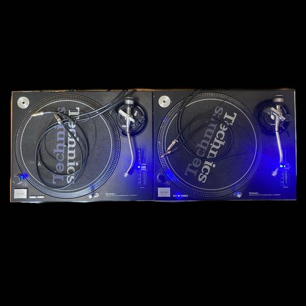 Technics SL-1200MK3 2台セット カスタム・メンテ品 青色LED トーンアーム・ピッチフェーダー・ケーブル交換済 ターンテーブル テクニクス