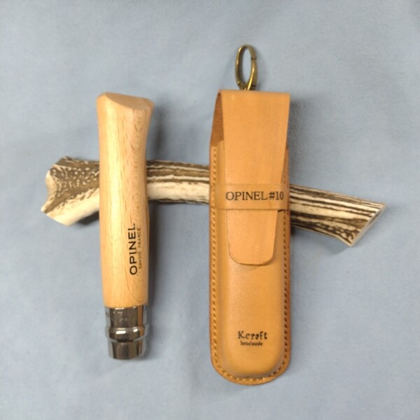OPINEL NO.10 オピネル レザーケース ハンドメイド ヌメ革 立体 手縫い アウトドア ナイフ 高評価頂いてます。