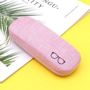 ピンク メガネケース ハードケース おしゃれ ワンポイント 眼鏡入れ サングラスケース 麻 フェルト 保護ケース