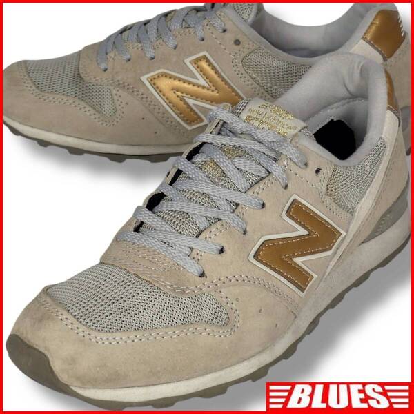 即決★New Balance★24cm レザースニーカー ニューバランス レディース ベージュ 本革 ウォーキングシューズ 本皮 スニーカー アウトドア