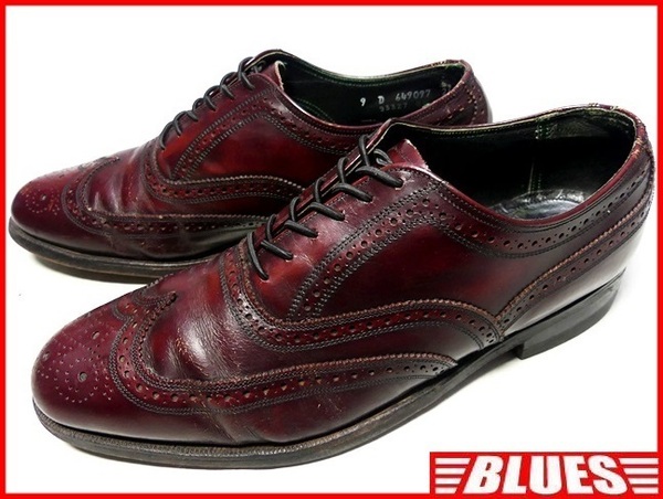 即決★米国製 FLORSHEIM IMPERIAL★27cm ビンテージ古着 レザービジネスシューズ フローシャイムインペリアル メンズ 9 本革 70s 本皮 革靴