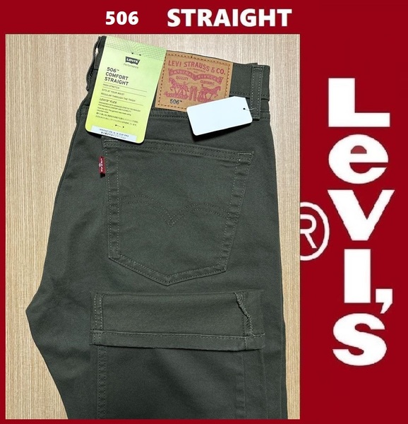 W32 ★ 新品 リーバイス 506 カラーデニム デニム LEVI'S ストレート オリーブ グリーン ストレッチ ジーンズ 緑 パンツ A7700-0010