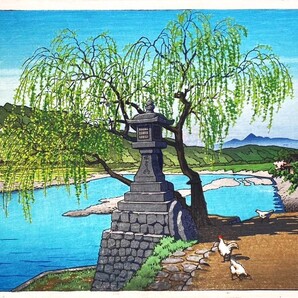 ◆◇5作品 川瀬巴水(No159) 越前和紙仕上 1吉野川柳の渡し 2上野清水堂の雪 3雪の宮嶋 4尼崎 5夜の江の島◇◆