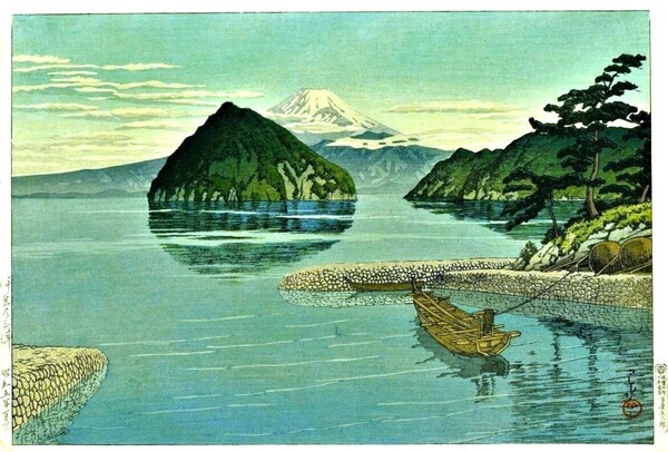 ■□5作品 川瀬巴水(No78) マット紙複製仕上 ①伊豆の三津 ②上野清水堂の雪③三津長浜④千葉県御宿⑤修善寺の雨 □■