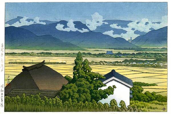 5作品 川瀬巴水(No357) 越前和紙複製仕上 ①長野市稲荷山②東海道うつのや③法隆寺④東海道日坂⑤桜田門乃春雨