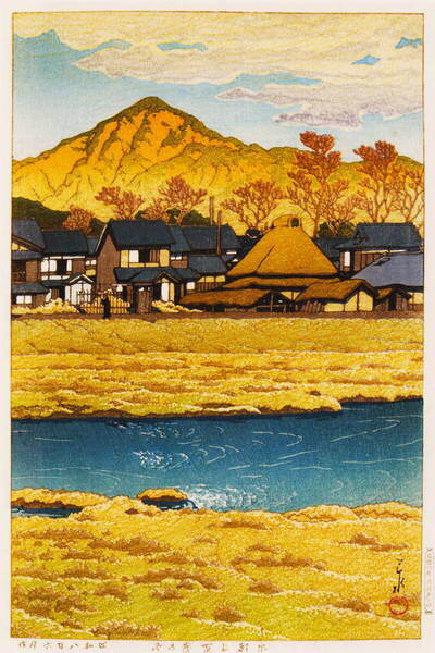 5作品(No368) 川瀬巴水 越前和紙複製仕上 ①京都上賀茂の冬②牛堀③河原子之夜雨④奥入瀬の秋⑤塩原雄飛の滝