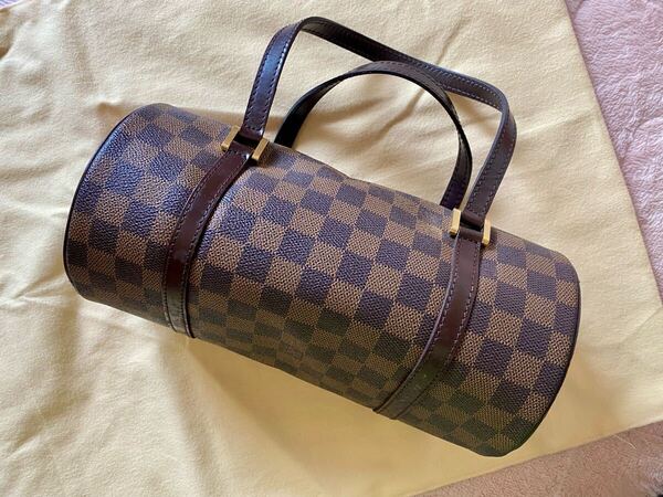ルイヴィトン LOUIS VUITTON パピヨン26PMダミエ筒形ハンドバッグドラム型◆貴重レア正規品◆本物 エベヌ ブラウン