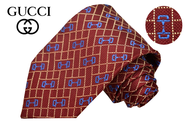 N-2908★送料無料★超美品★GUCCI グッチ★レトロ イタリア製 ヴィンテージ ワインカラー パターン柄 豪華な織り生地 絹 シルクネクタイ