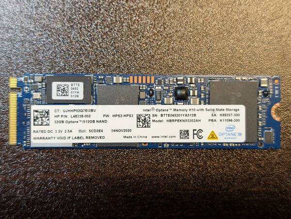 【正常動作品】Intel H10 NVMe 512GB SSD + Optane 32GB