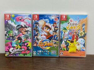 I★ Nintendo switch ソフト3点 おまとめ 実況パワフルプロ野球 帰ってきた 名探偵ピカチュウ スプラトゥーン2 中古品
