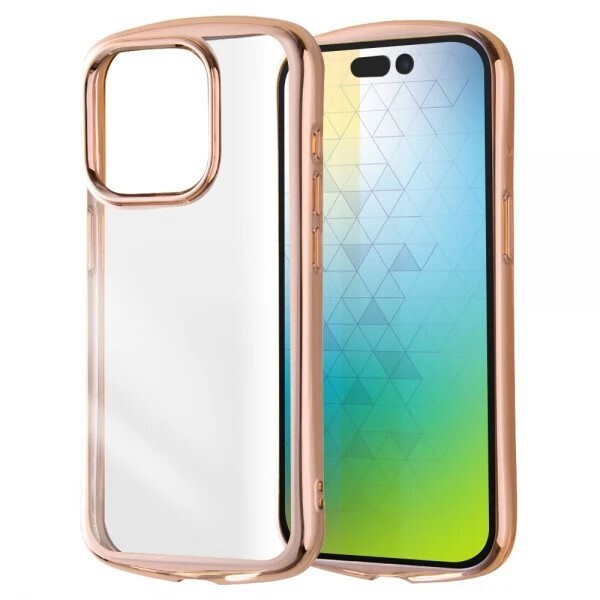 送料無料【訳あり・未使用品】iPhone15 Pro(6.1インチ)メタリック加工 ソフトケース ピンクゴールド■ストラップホールつき 耐衝撃