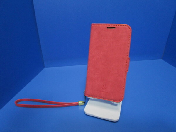 送料無料【訳あり・未使用品】iPhone12mini (5.4インチ)手帳型 ケース レッド SIMPLE SUEDE■ストラップ付 カードポケット有り