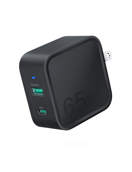 送料無料【訳あり・未使用品】RAVPOWER 65W PD 急速充電器 2ポート USB-C & USB-A■ブラック■QC/PD3.0対応■折りたたみ式プラグ■Type-C