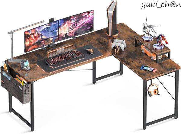 l字デスク パソコンデスク ゲーミングデスク L字型 幅146cm×奥行120cm desk オフィスデスク 在宅勤務 書斎 組立簡単 ビンテージ