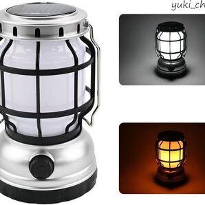 ランタン ソーラーランタン USB充電式 ソーラーランタン 1000ルーメン led ランタン テントライト アウト バッテリー機能付きドア 銀