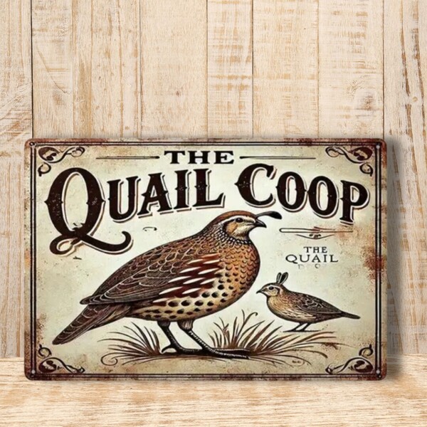 ビンテージ風 ブリキ看板 THE QUAIL COOP ウズラ 鳥 インテリア雑貨 壁掛け レトロ アメリカン
