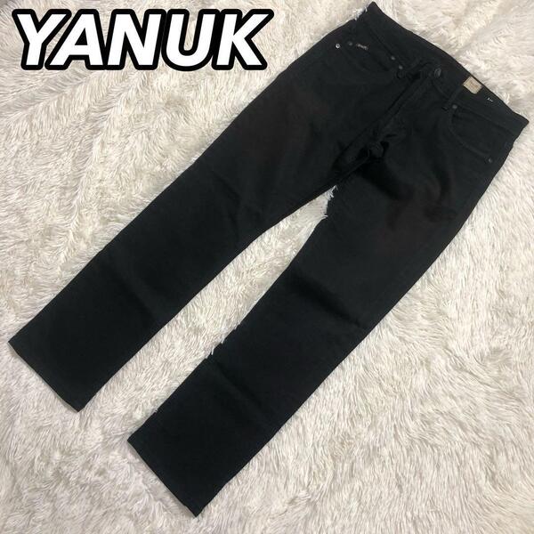YANUK ヤヌーク MICHEL デニムパンツ ジーンズ Gパン ズボン 黒色 ブラック 黒色 ストレッチ W32 M L相当 メンズ 男性 57263029