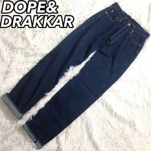 DOPE&DRAKKAR ドープアンドドラッカー デニムパンツ ジーンズ Gパン ズボン セルビッチ Vステッチ 革パッチ 隠しリベット W29